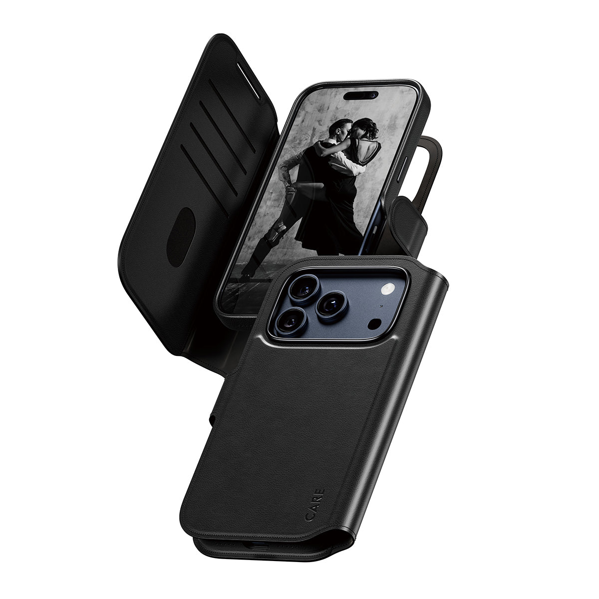 PanzerGlass Booklet-Hülle Feature Case Tango – für Apple iPhone 17 Pro – schwarz – MagSafe-kompatibel