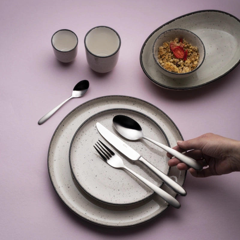 Lunasol Speise-Service – Set 18-teilig, Porzellan, Grau, spülmaschinenfest, mikrowellengeeignet