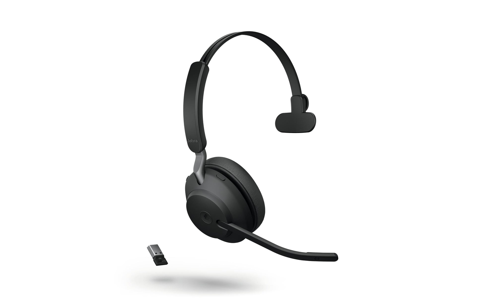 Jabra Evolve2 65 – Office-Headset (Mono), Kabellos (Bluetooth) mit Link380a-Adapter, für Teams/UC, Schwarz
