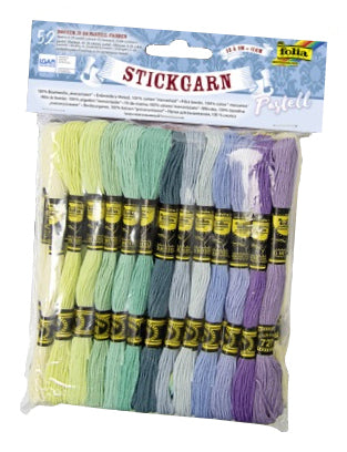 Folia Stickgarn-Set – Baumwolle, mercerisiert, 8 m, Pastellfarben (2 × 26), sortiert – für Sticken