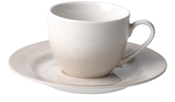 Lunasol Espressotasse Elements Vulcano – 8-teiliges Set, 90 ml, Ø 12,5 cm, Steingut, Sand