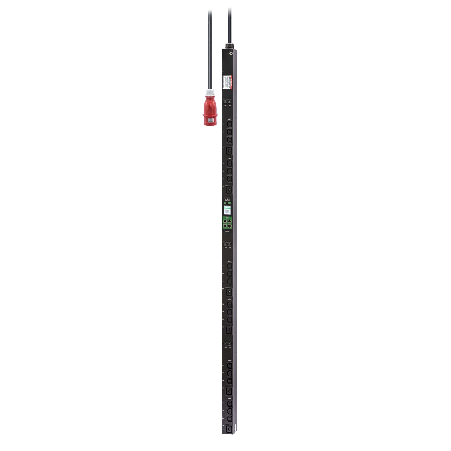 APC Easy Rack PDU mit Messfunktion pro Ausgang 0U vertikal, 3-phasig 22 kW, (18×C13 + 6×C19), 3 m – Schwarz