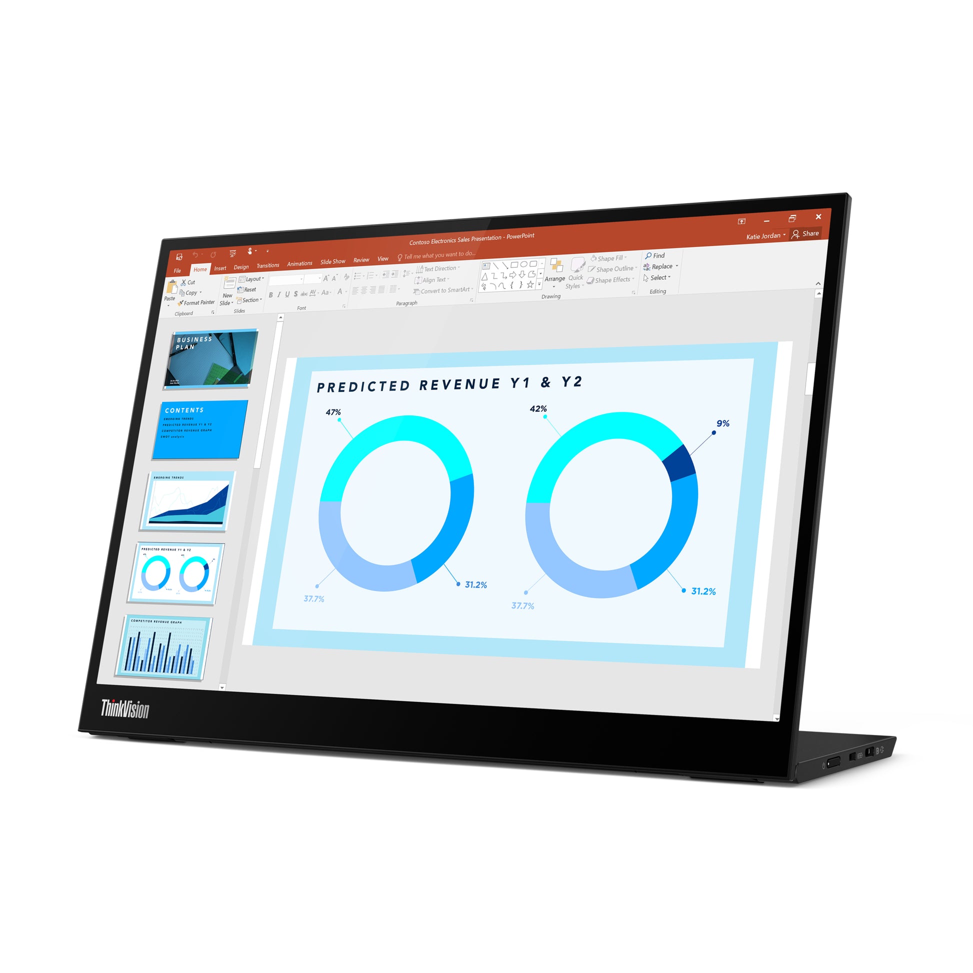 Lenovo M14 – Portabler Monitor, 14", 1920 × 1080 (Full HD), IPS, 2× USB-C, 300 cd/m²