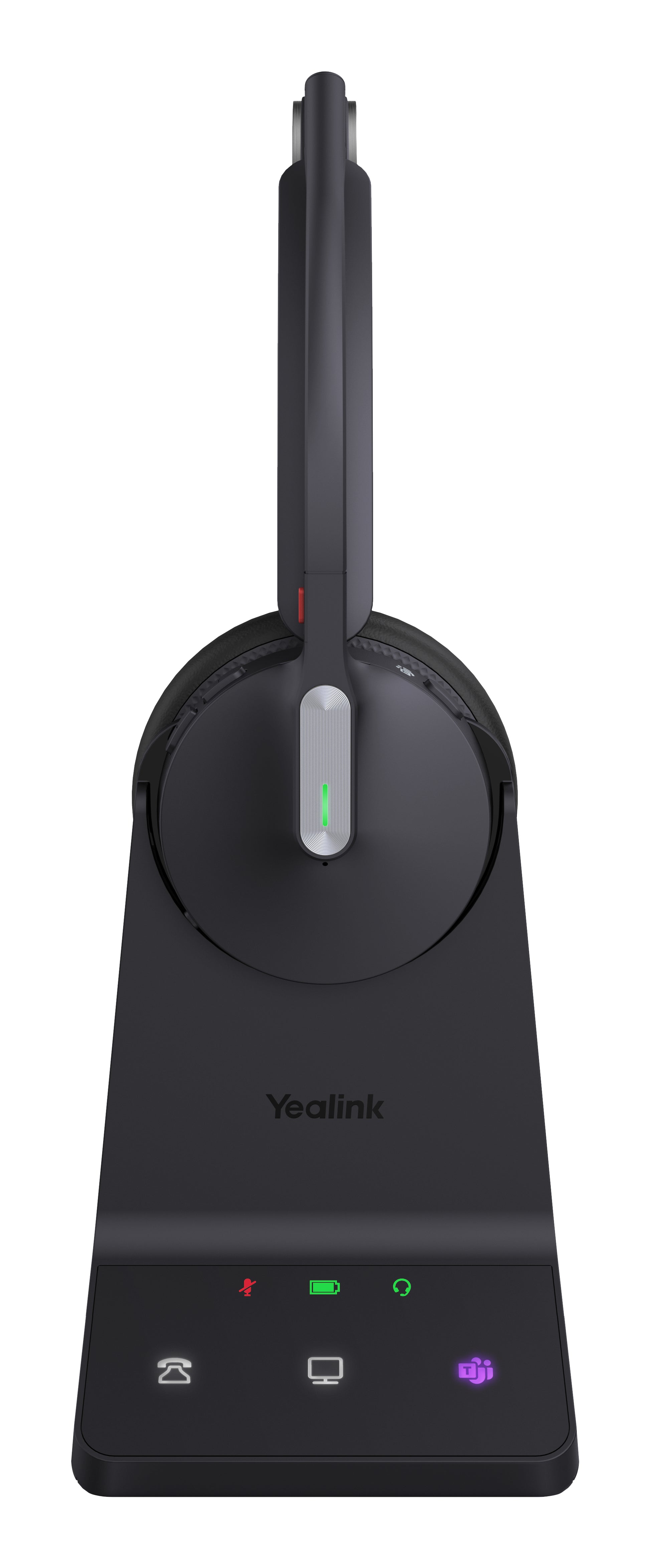 Yealink WH64 Office-Headset – On-Ear, Mono, BT 5.2, mit USB-C-Dongle & Ladestation, Schwarz