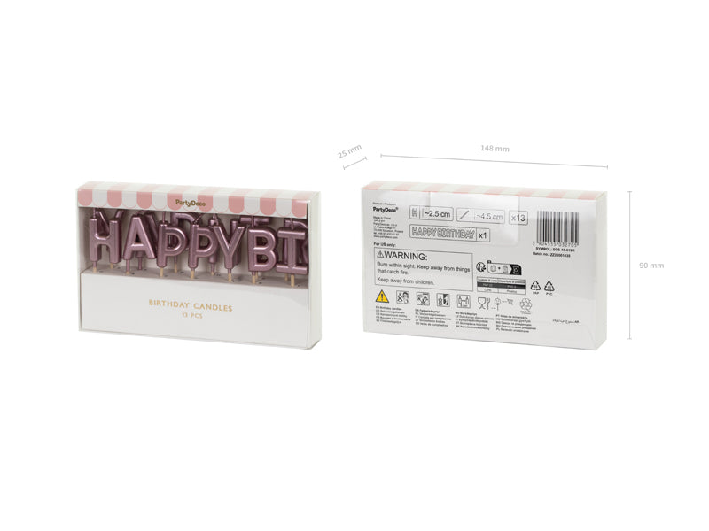 PartyDeco Geburtstagskerzen Buchstaben – Roségold – 2,5 cm – 13 Stk