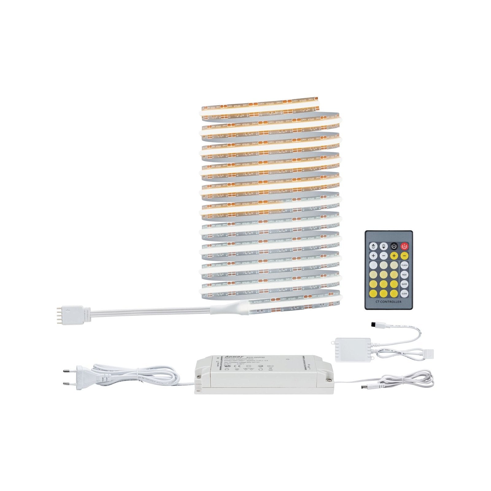 Paulmann LED-Strip MaxLED 1000 Full-Line COB – Basisset, 3 m, 3600 lm, 31 W, 2700–6500 K, dimmbar, silber, mitgeliefert