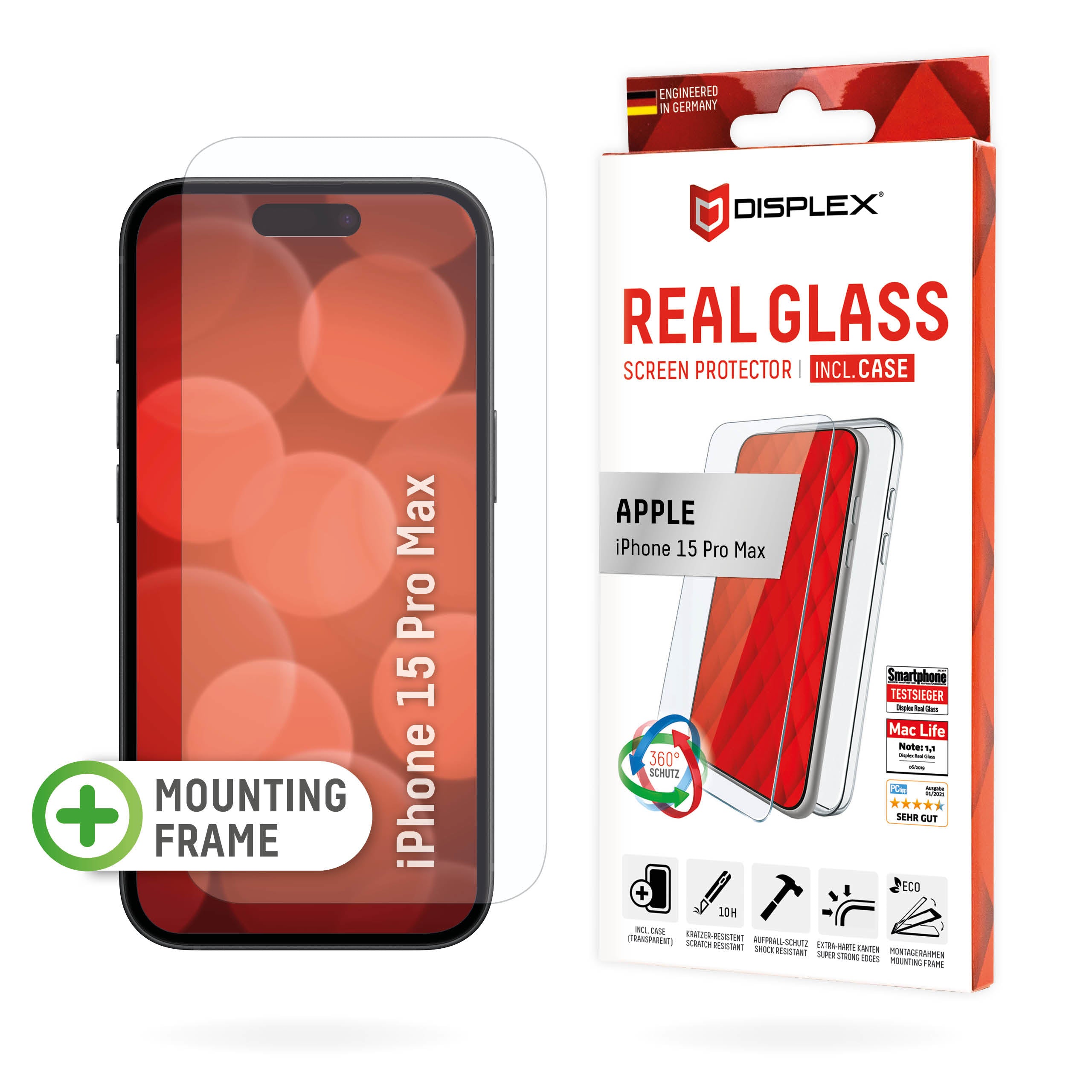 EVI Glastschutz + Cover – 01849, iPhone 15 Pro Max, Transparent