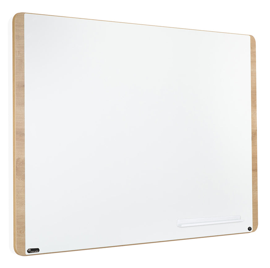 Rocada Whiteboard – 115 × 75 cm, lackierter Stahl, magnetisch, Holzrahmen, Eiche, Wandmontage