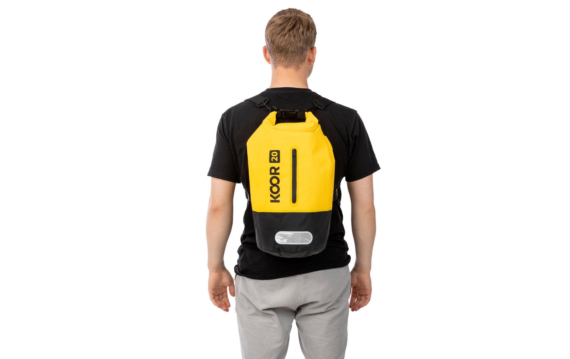 KOOR Sportrucksack Dry Bag – 20 l, wasserfest, PVC – Gelb, 220 × 580 × 220 mm