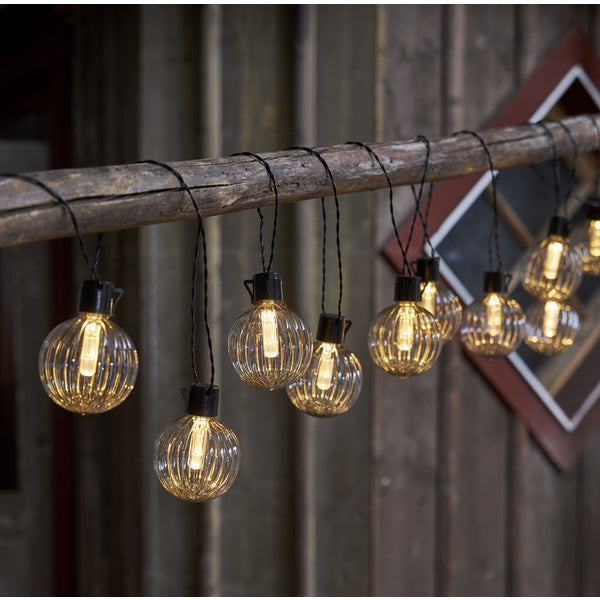 Star Trading Lichterkette – 30 lm, 0,5 W – Warmweiss, 2500 K – IP44 – Netzbetrieb – Schwarz, Kunststoff