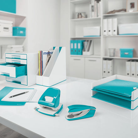 Leitz WOW – Briefkorb für A4, Polystyrol (PS), Blau/Weiss, Hochglänzend, 267 × 49 × 336 mm