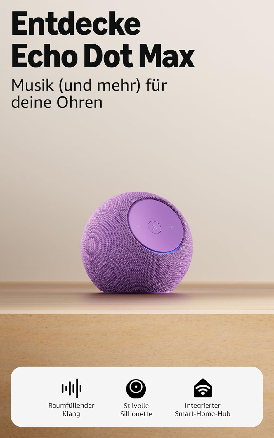 Amazon Echo Dot Max – Smart Speaker – Alexa, Akku, Violett