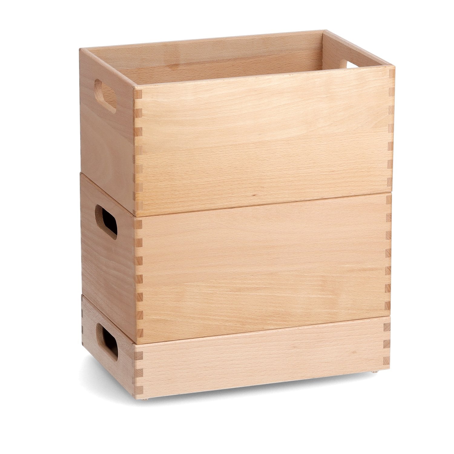 Zeller Present Aufbewahrungsbox (ohne Deckel) – Buche – Braun – stapelbar, mit Griffen – 200 × 70 × 300 mm