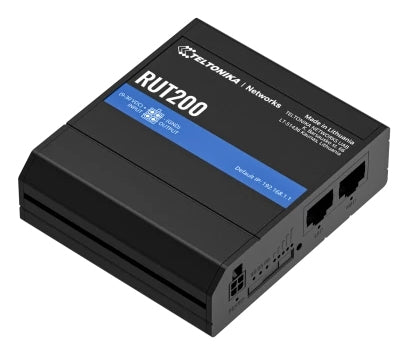 Teltonika RUT200 – 4G LTE Router, Wi-Fi 4, 2,4 GHz, 2× 10/100 Mbit/s, Mini-SIM, PoE, Schwarz