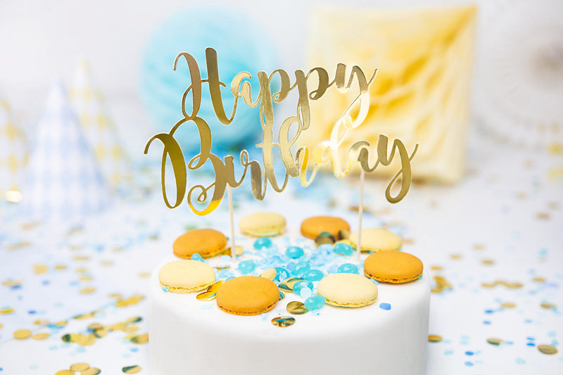 PartyDeco Party-Piekser Happy Birthday – Gold – 22,5 cm – Papier – 1 Stk