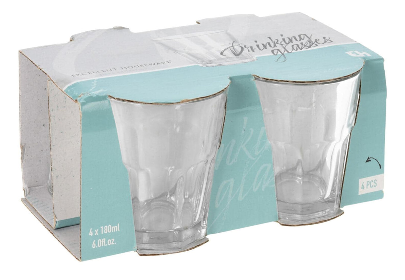 Furber. FURBER Trinkgläser – 4er Set, 180 ml, Ø 7,0 cm, Glas, Transparent, spülmaschinenfest