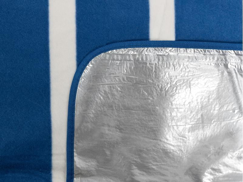 KOOR Wohndecke – Mikropolyester, Gestreift Blau/Weiss – 200 × 200 cm
