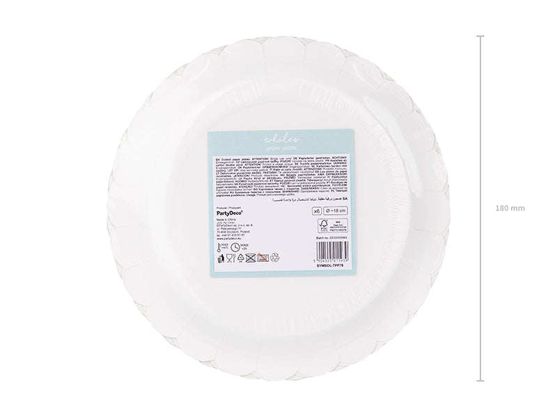 PartyDeco Teller, Papier/Karton – Ø 18 cm, Wal-Motiv – 6 Stk.