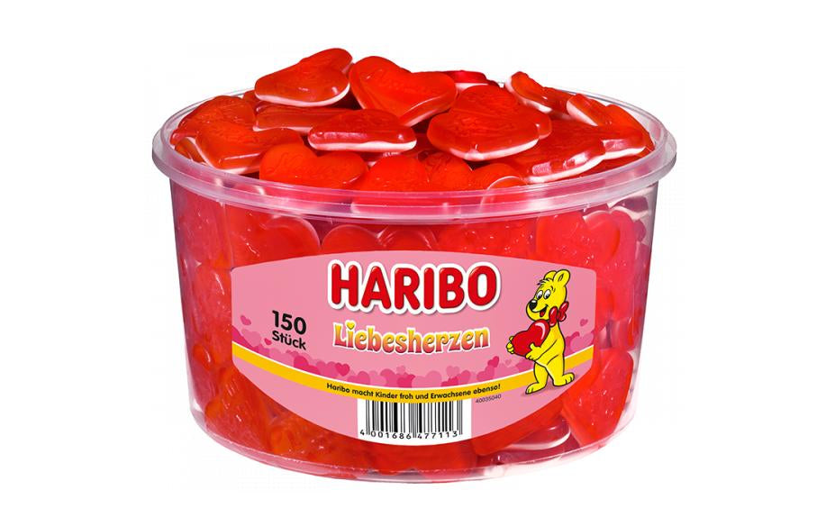 Haribo Liebes-Herze Fruchtgummi – Schwarze Johannisbeere & Maracuja – 150 Stück, 1,2 kg