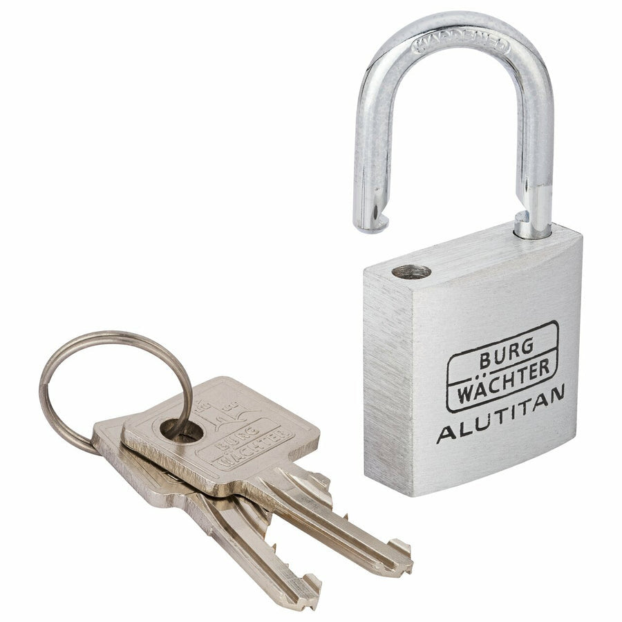 BURG-WÄCHTER 770 Alutitan Mechanisches Vorhängeschloss – Aluminium, Bügel 17×16 mm, Ø5 mm, Aussen, Silber
