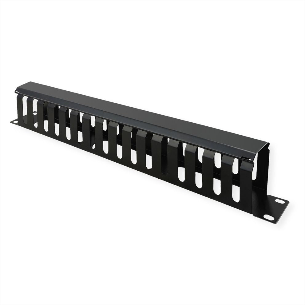 VALUE 19" Frontplatte 1 HE, Rangierkanal 40×80 mm, für 19"-Racks, Schwarz