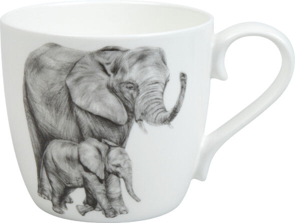 Könitz Porzellan Könitz Becher Amazing Animals Elefanten – 450 ml, Ø 9,7 cm, H 8,8 cm, Knochenporzellan, spülmaschinenfest