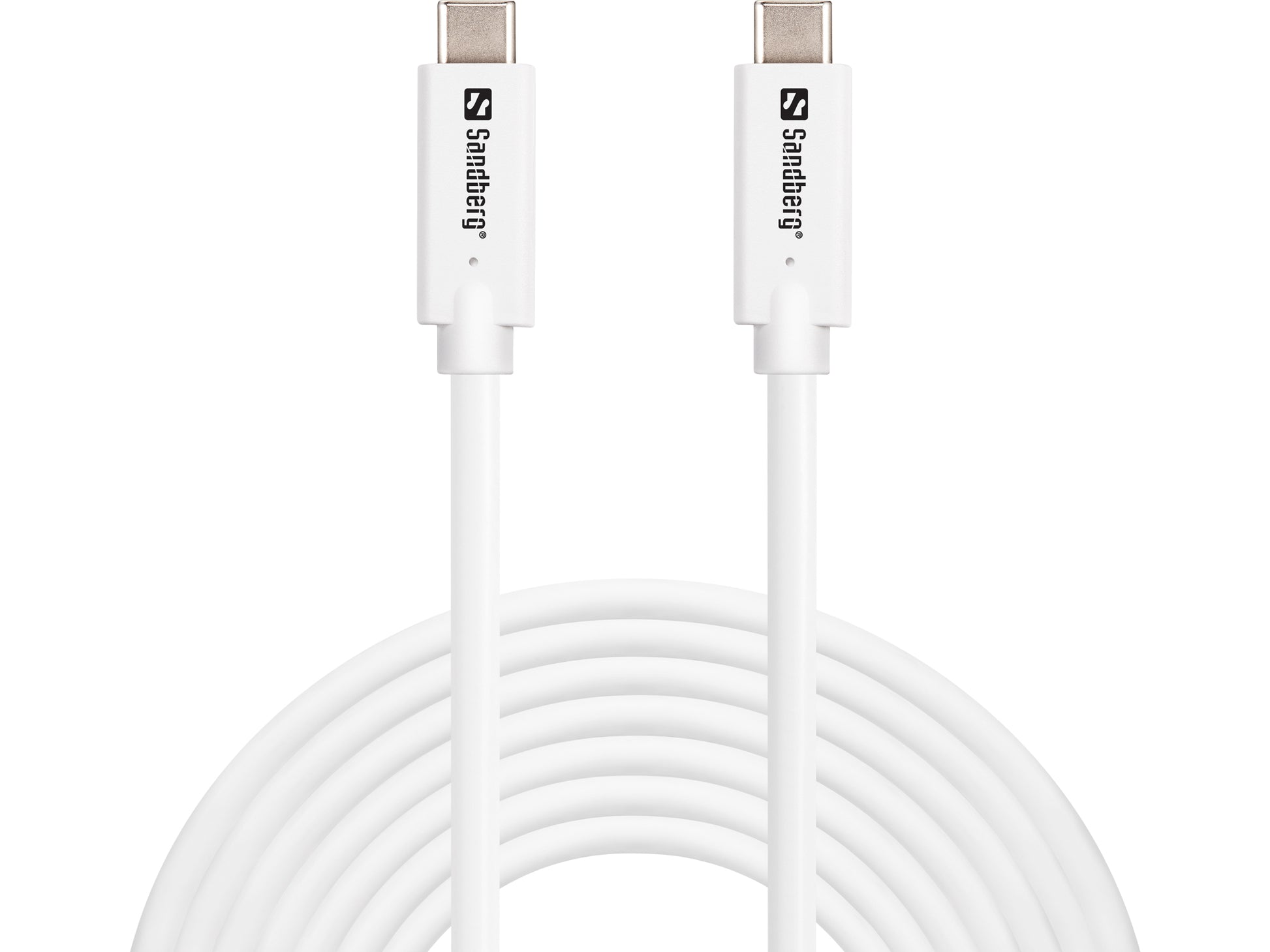 Sandberg USB-C auf USB-C Kabel – USB 3.2 Gen 2 (10 Gbit/s) – 5 m – PD 100 W – Weiss