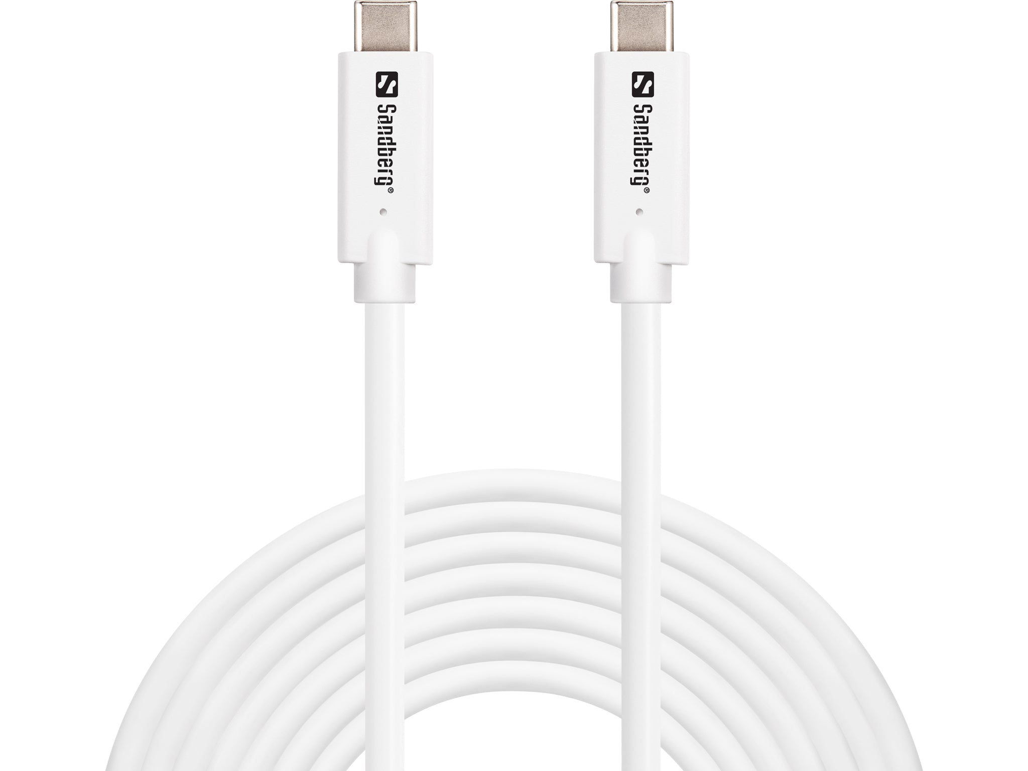 Sandberg USB-C auf USB-C Kabel – USB 3.2 Gen 2 (10 Gbit/s) – 5 m – PD 100 W – Weiss