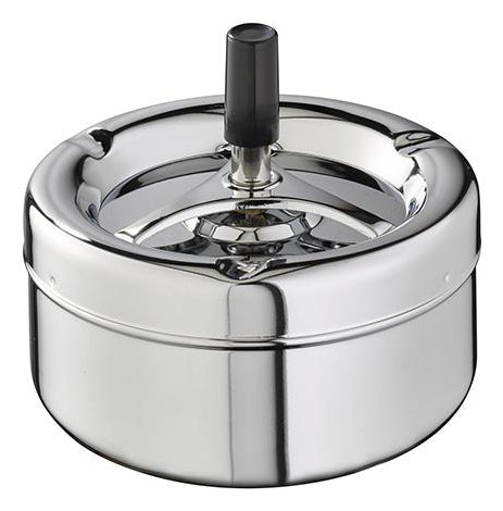 APS-Germany APS Drehaschenbecher PUSH – Ø 13 × 12 cm – Stahl, silber