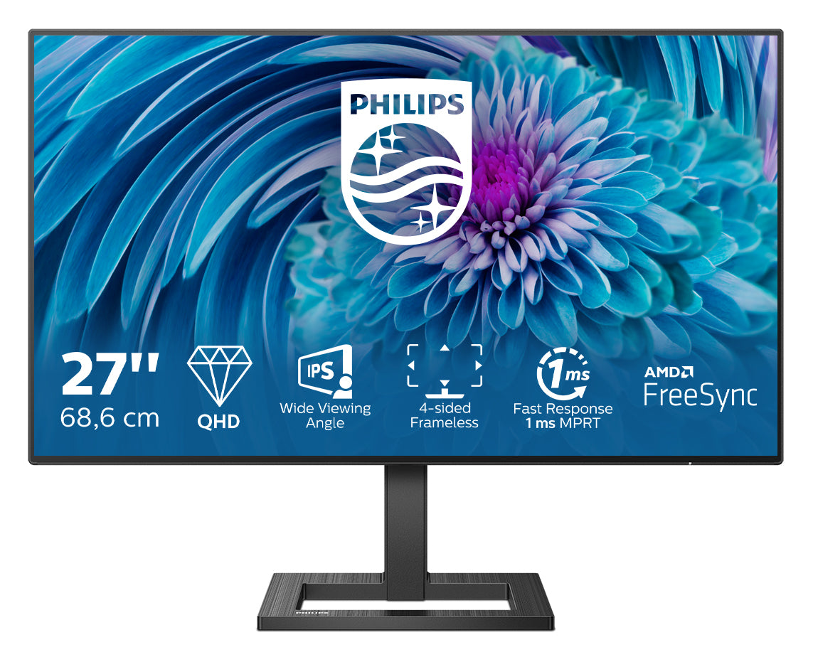 Philips 275E2FAE/00 – Monitor, 27", IPS, 75 Hz, 350 cd/m², FreeSync, VESA 100 × 100, Schwarz