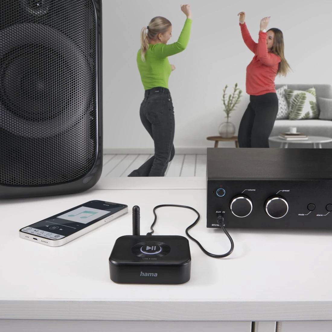 Hama Link.it solo – Bluetooth Audio-Empfänger – 3,5 mm – Bluetooth 5.3, 50 m – USB-C – schwarz
