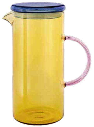 REMEMBER Karaffe Fred – 1,3 l, Ø 10,0 cm, H 22,0 cm, Borosilikatglas/Silikon, Gelb, spülmaschinenfest