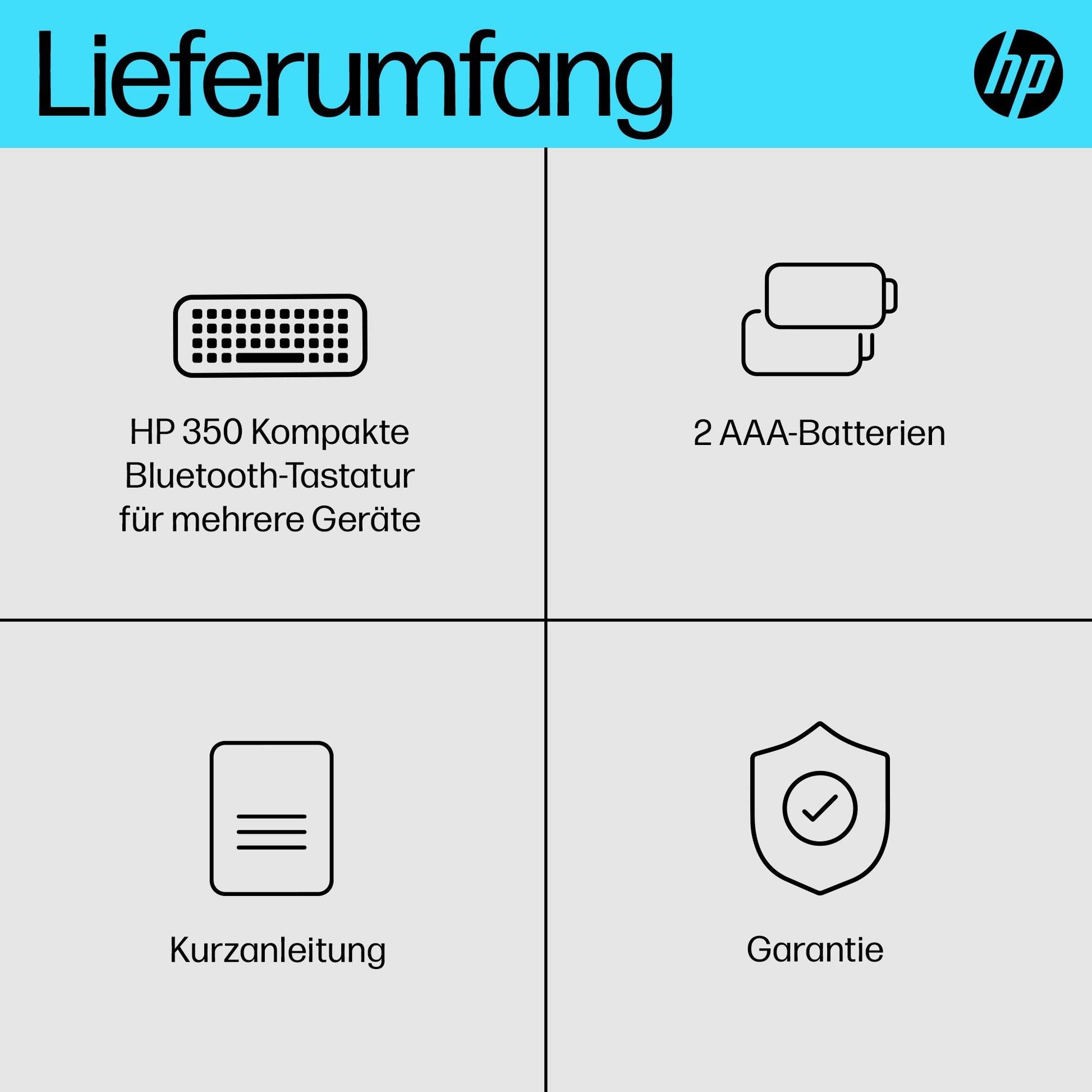 HP 350 BLK – Tastatur, Multi-Device, Schwarz