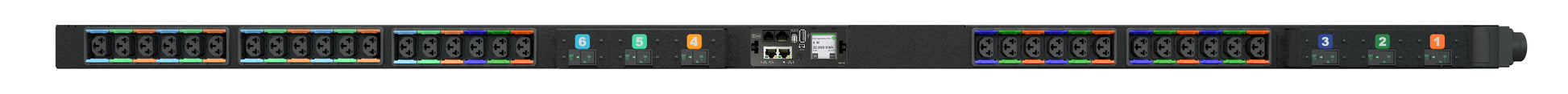 Vertiv VP4UV0A2 Rack-PDU überwacht, 30 AC-Ausgänge (C13/C19) – 0U senkrecht, Kabellänge 3 m – schwarz