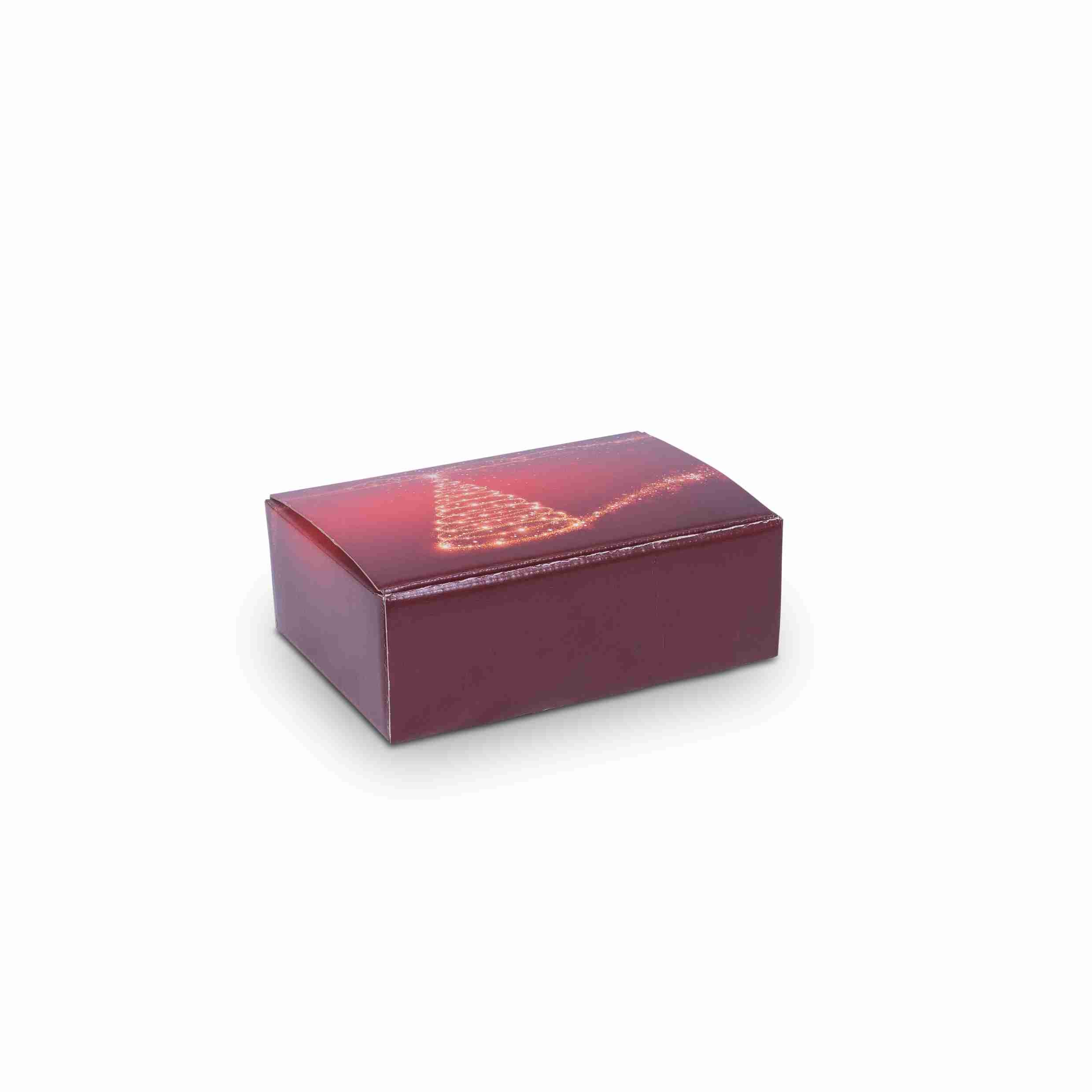Model Geschenkbox Weihnachtsmotiv Wellpappe rot – 220 × 150 × 75 mm – mit Klappdeckel – 1 Stk., ab 200 Stk.