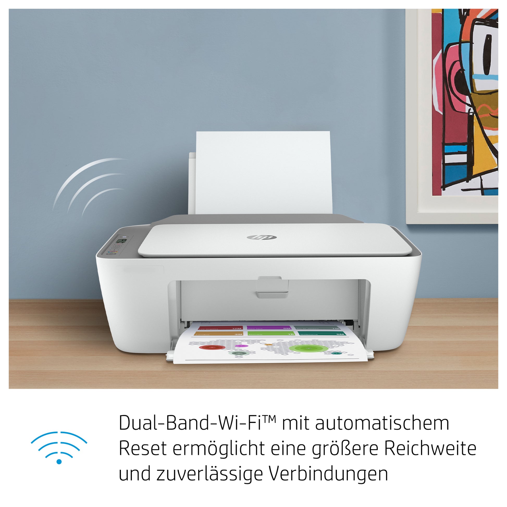 HP DeskJet 2720 – Farbtintenstrahl-Multifunktionsdrucker, A4, 3-in-1, Duplex, WLAN, AirPrint, Mopria