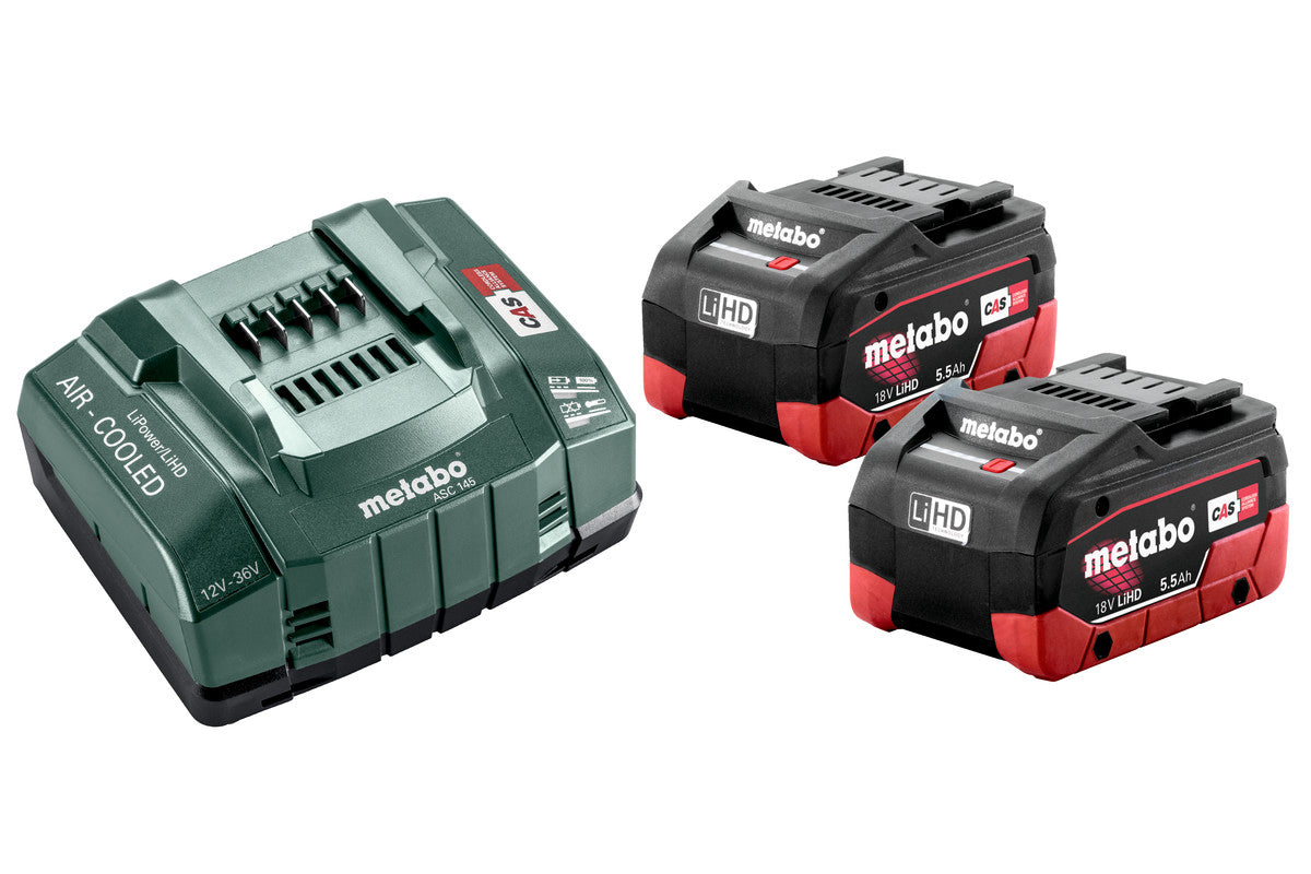 Metabo Basis-Set Akku und Ladegerät LiHD – 18 V System, 2 × 5,5 Ah