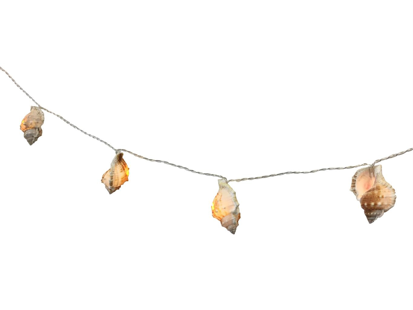 Dameco Lichterkette 12er-Set – 1,35 m – Warmweiss – Batteriebetrieb – Timer – Beige