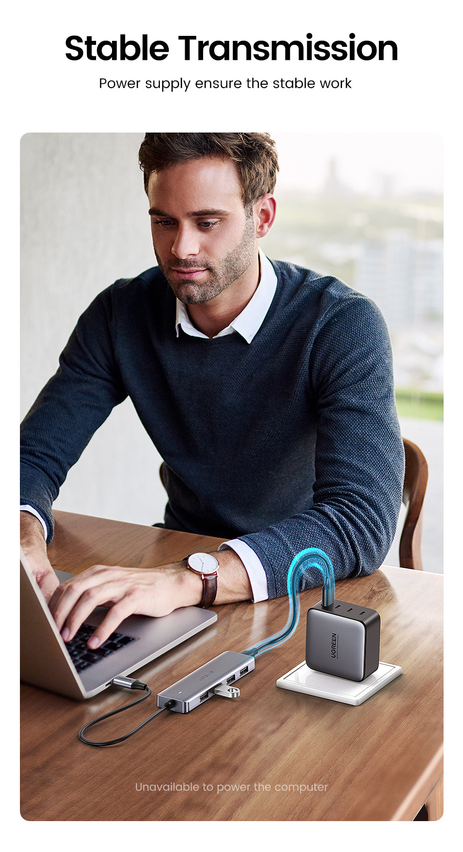 Ugreen 70336 USB-Hub – USB-C, 4× USB-A, für Samsung/Huawei/LG