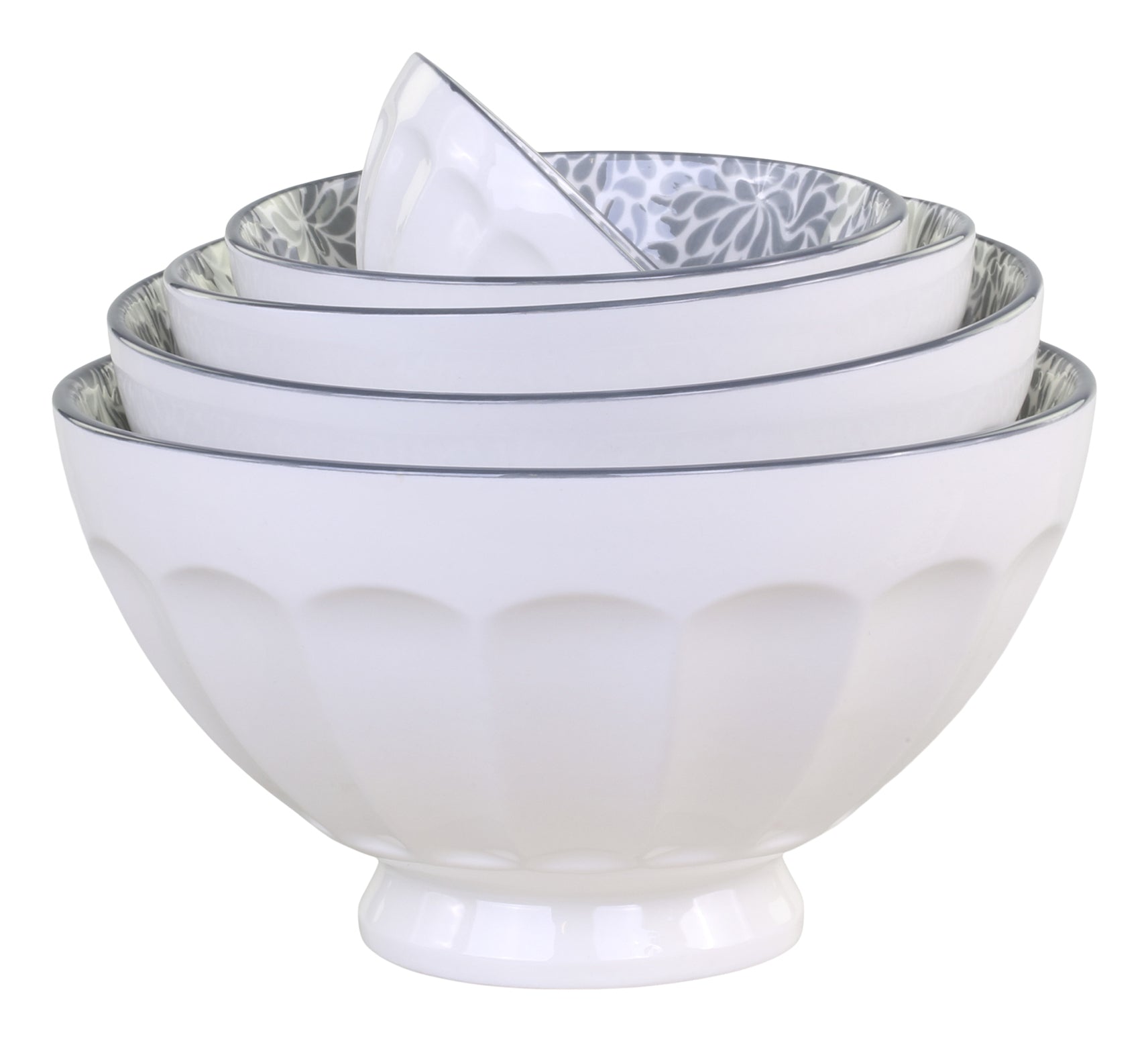Chic Antique Schüsselset Arés – 5-teiliges Set, Ø 8 cm, Porzellan, Grau, spülmaschinenfest, mikrowellengeeignet