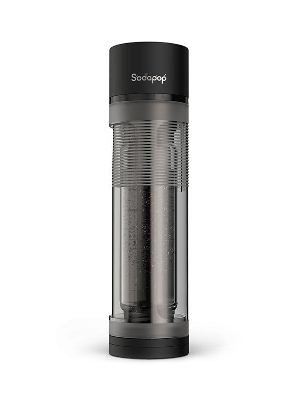 mySodapop Sodapop – Wassersprudler, 3 Flaschen (2× Glas, 1× Kunststoff), CO₂-Zylinder 0,6 l, Schwarz matt