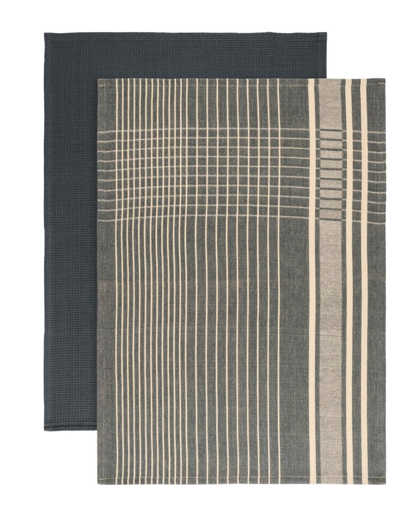 Wenko Tito – Geschirrtücher 2er-Set, 45 × 65 cm, Baumwolle, Grau