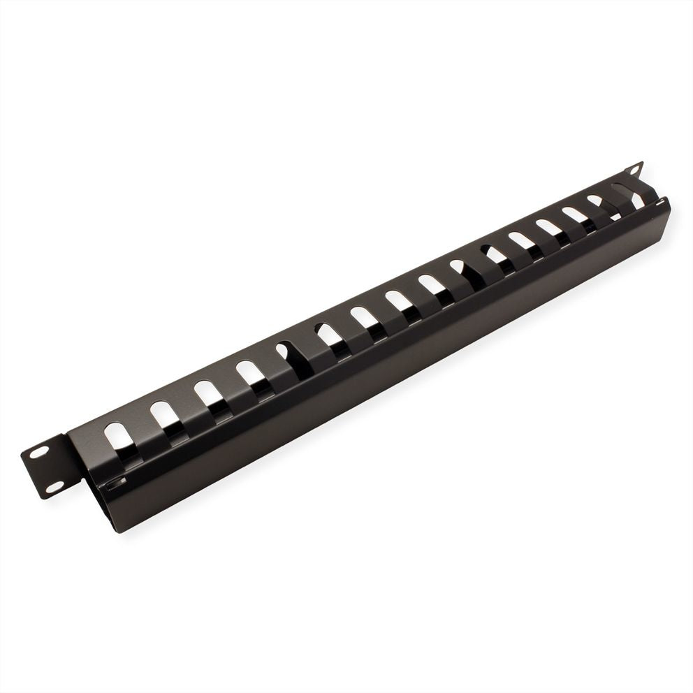 VALUE 19" Frontplatte, 1 HE, Kabelführung 40×40 mm, für 19"-Racks, Schwarz