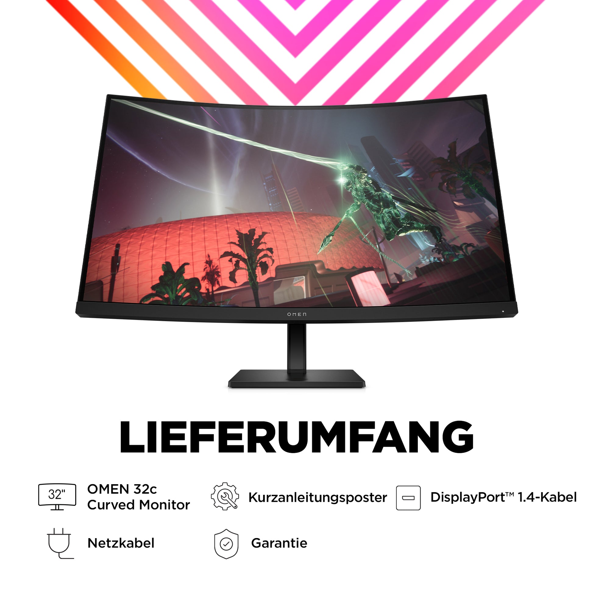 HP OMEN 32c – Monitor, 32", 2560 × 1440 (WQHD), VA, 165 Hz, Gebogen