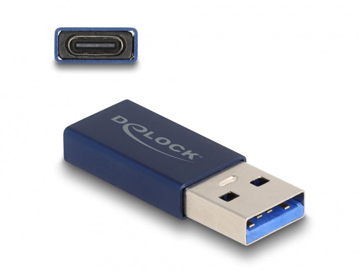 DeLOCK Adapter USB-A zu USB-C – USB 3.2 Gen 2 (10 Gbit/s), aktiv, blau