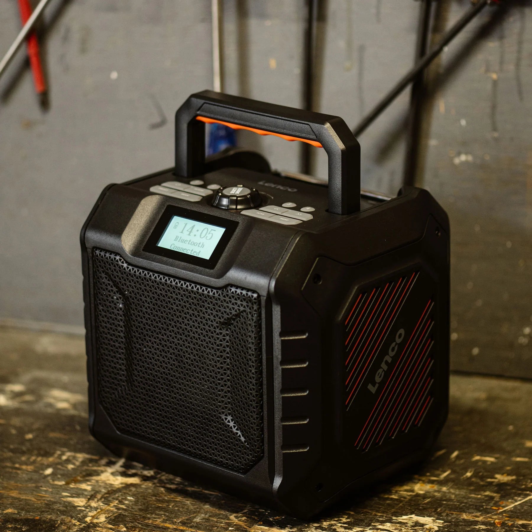 Lenco ODR-160GY – Baustellenradio DAB+/UKW, Bluetooth, IPX5, 20 h Akku – Schwarz