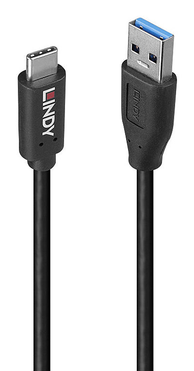 Lindy USB-A auf USB-C Kabel – USB 3.2 Gen 2 (10 Gbit/s) – 1 m – TPE-Mantel – Schwarz