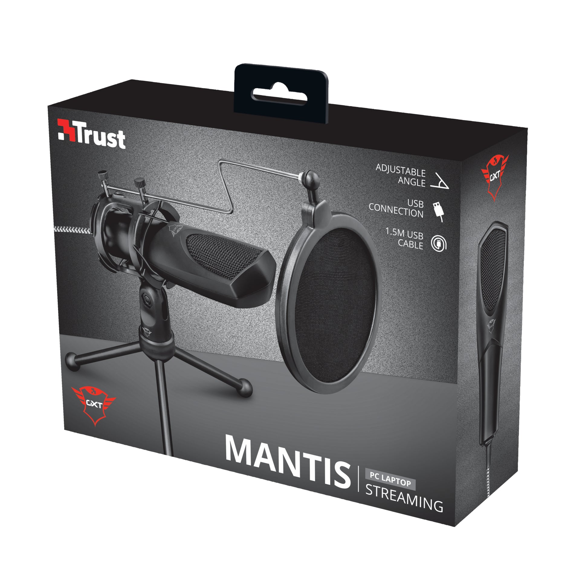 Trust GXT 232 Mantis – Tisch-/Desktopmikrofon, USB, Kugel, Kondensator, Gaming, Schwarz