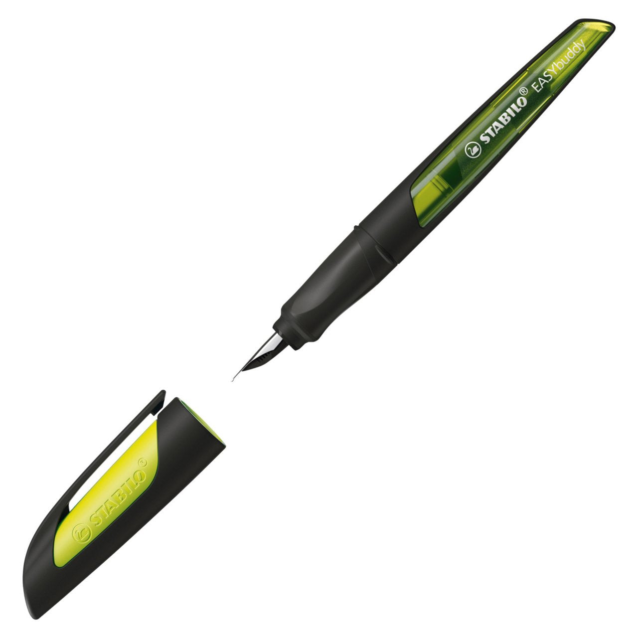 STABILO EASYbuddy – Federspitze M – für Rechts- & Linkshänder – Schwarz/Limette, Blau – Patronen
