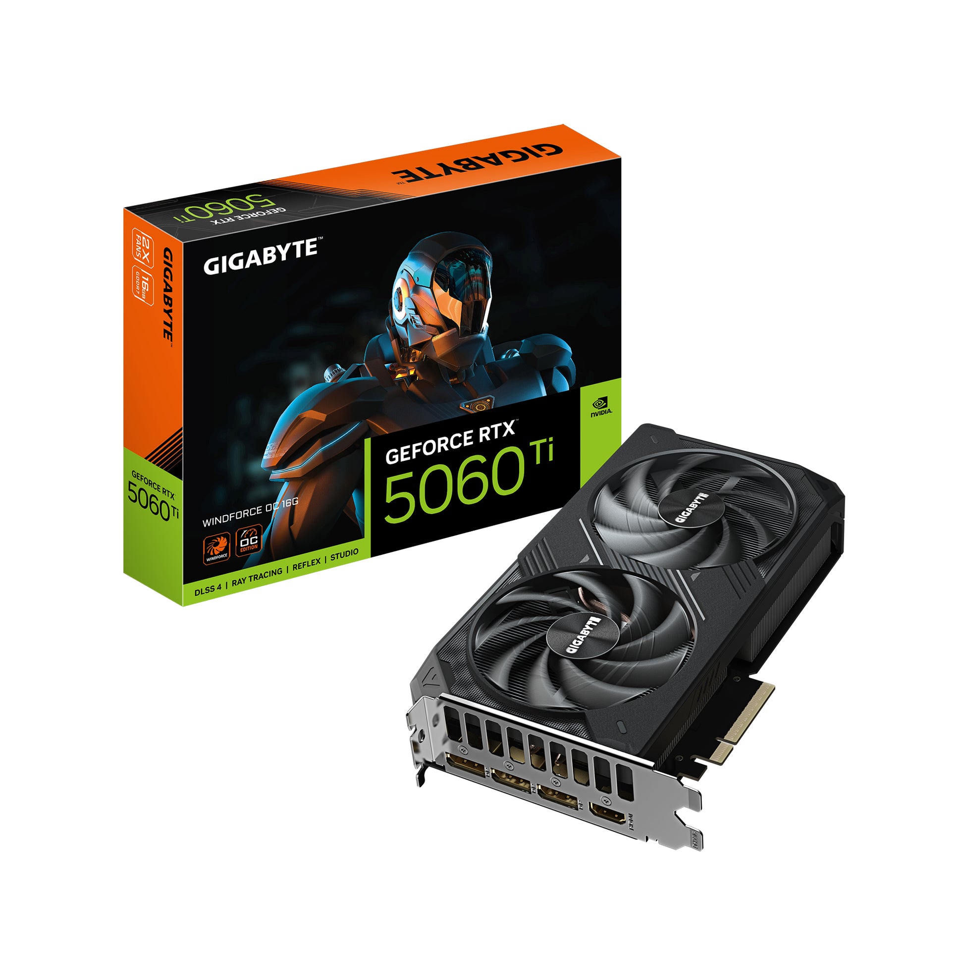 GIGABYTE GeForce RTX 5060 Ti WINDFORCE OC 16G – PCIe Grafikkarte – 16 GB GDDR7, 3×DisplayPort, 1×HDMI